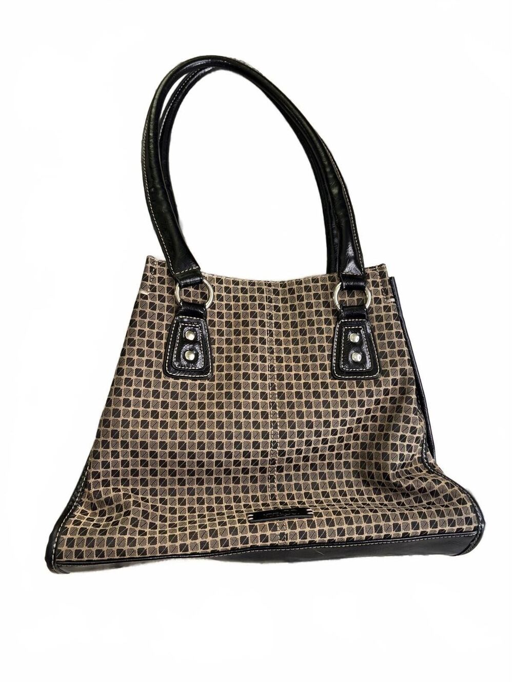 Nine & Co. Brown Monogram Print Shoulder Bag Purse Handbag